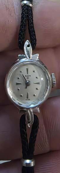 Vintage Lady Elgin 14K White Gold Case 23 Jewel Wristwatch - Picture 1 of 2